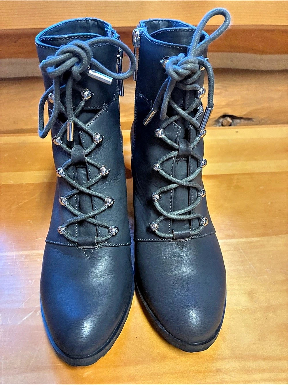 Aimee gray Lace-Up Heeled Ankle Boots Like New